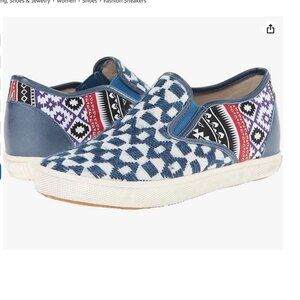 Kim & Zozi Hippie Bling slip on sneakers flats blue tribal aztec rio sz 5